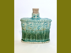 Slab Built Dragonfly Flask or Bud Vase