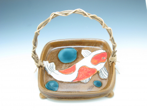 Koi Serving Tray with Cane Handle